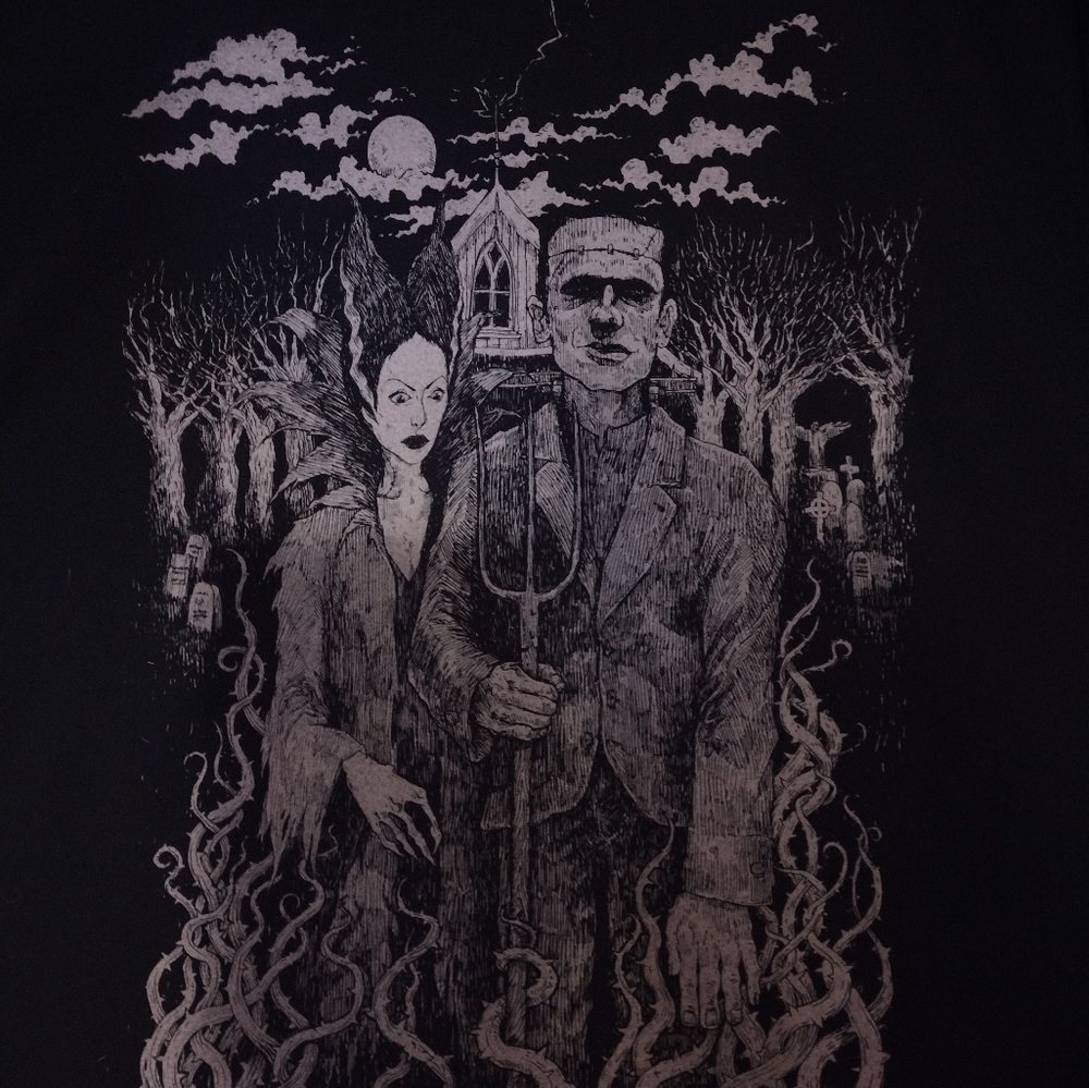 Woot T Shirt Mr&Mrs Frankenstein Halloween 3X Black